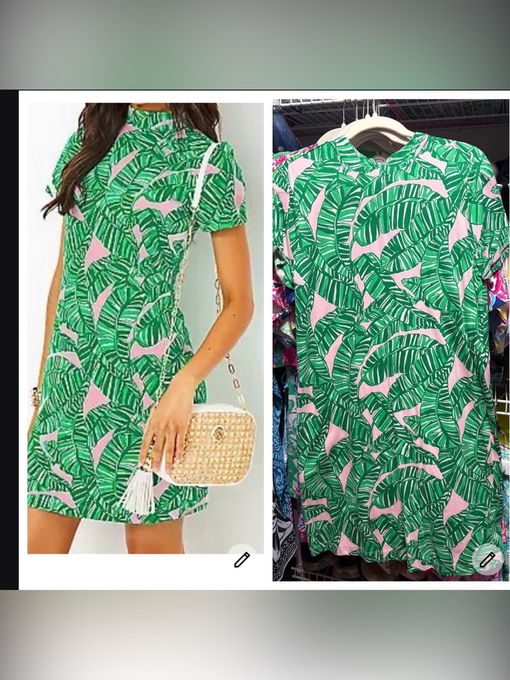 Lilly Pulitzer Hallie go bananas Green Tropical Leaf Print Short Dress SZ med